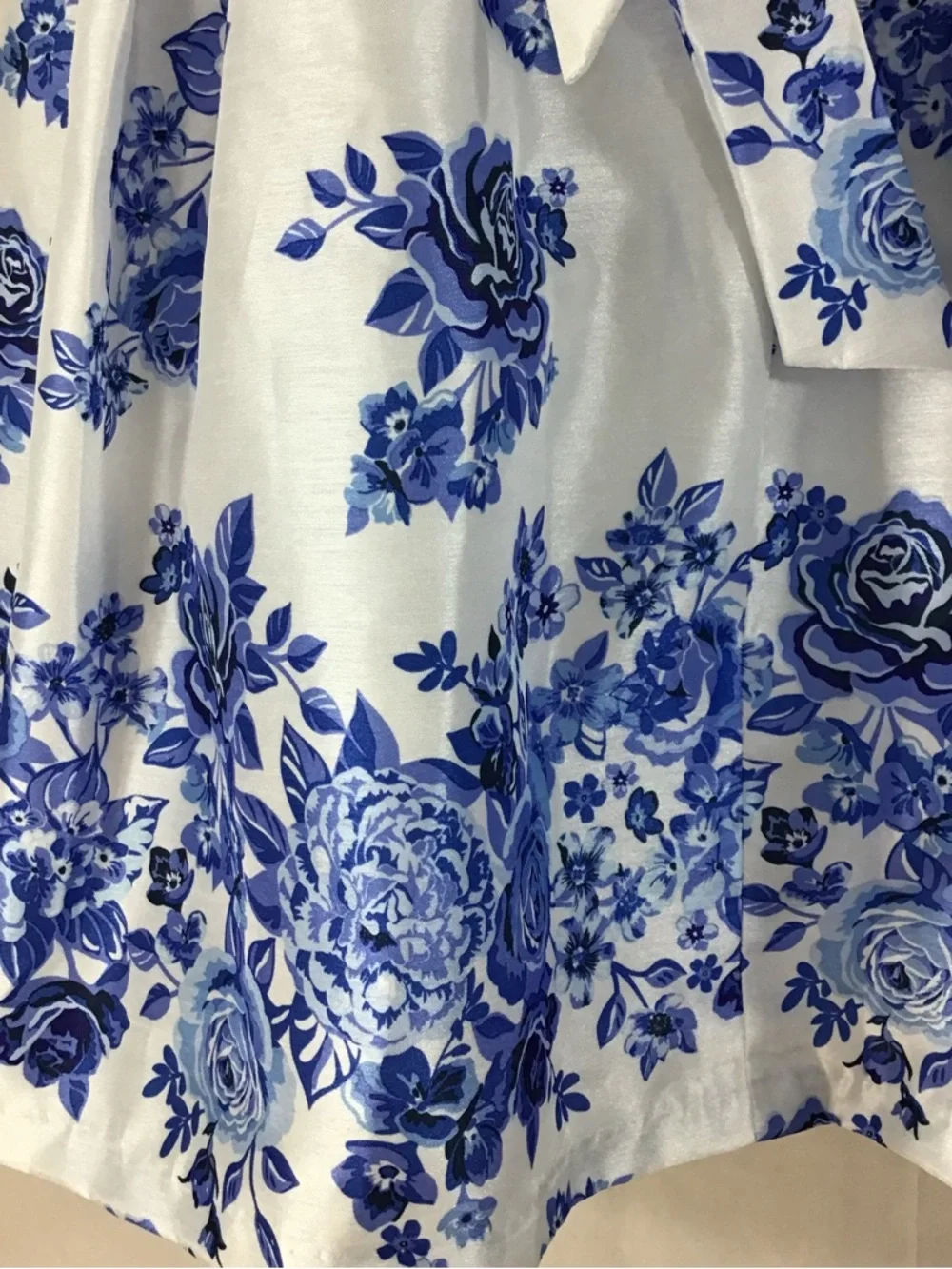 Girls Floral Ruffle-Front Petticoat Fancy   Blue & White Shantung Party‎ Dress